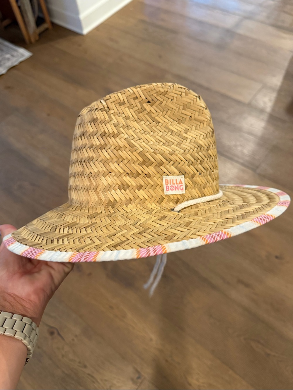 Billabong Straw Beach Hat with Pink Accent